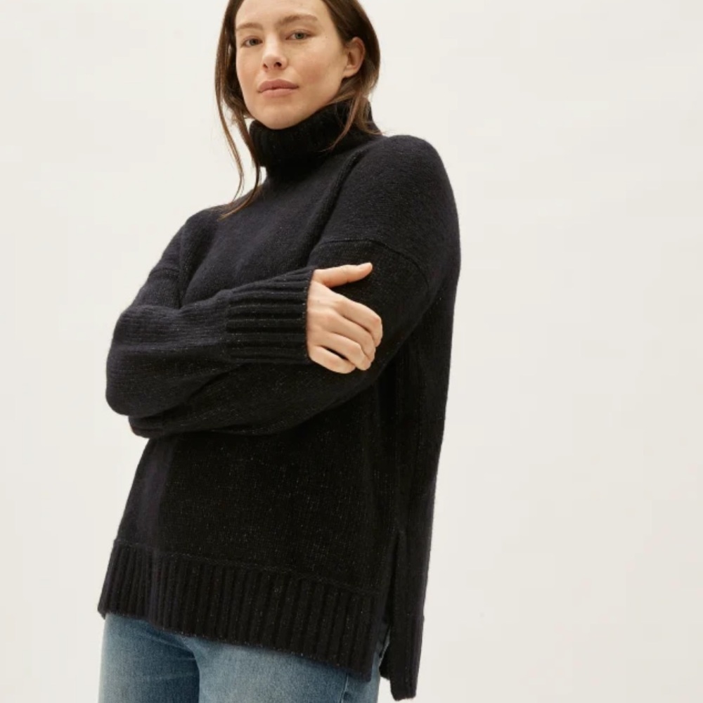 Cloud turtleneck in heathered black from Everlane